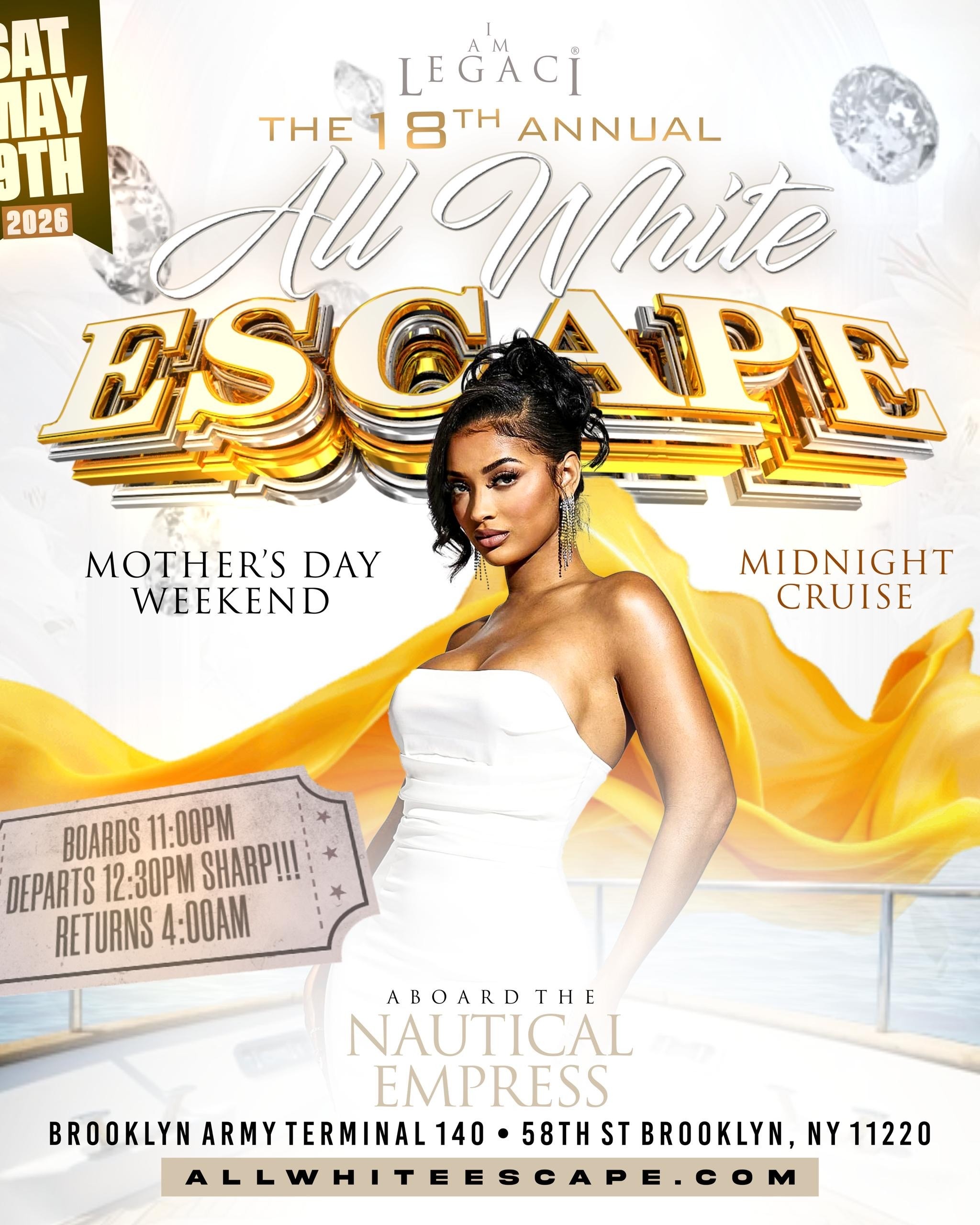 18th Annual All White Escape 2026 Mother's Day Weekend Midnight Cruise