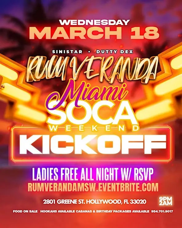 Rum Veranda - Miami Soca Weekend 2026 Kick Off